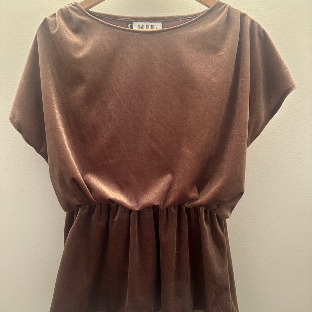 Jennifer Lopez shimmery copper colored top. Size small